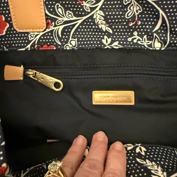 Tory Burch Ella Floral Tote - Navy and Red - Picture 15 of 15